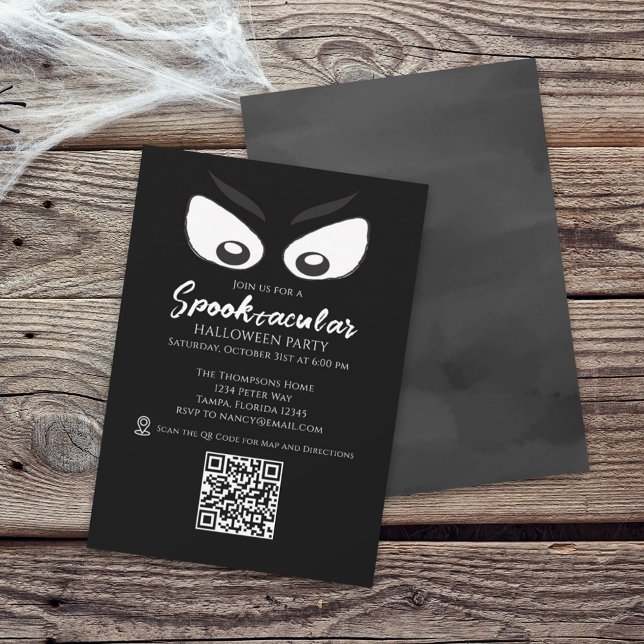 Invitación Halloween Spooktacular Spookular Ghost QR Code Map (Subido por el creador)