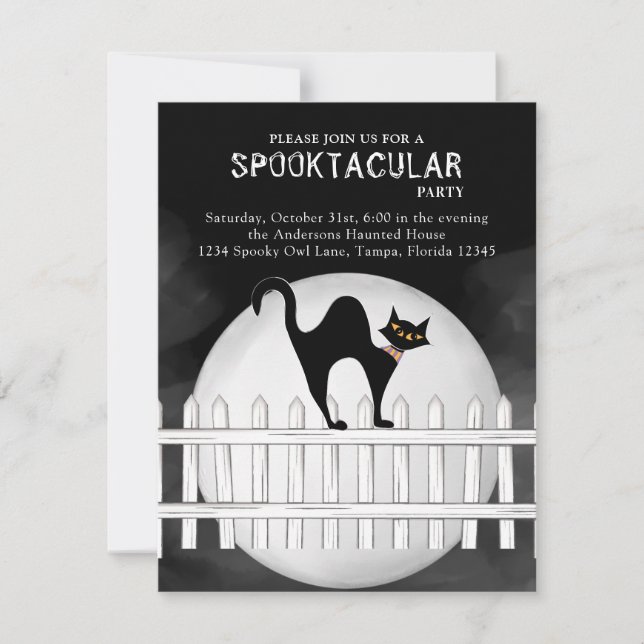 Invitación Halloween Spooktacular Spookular Spookular Black C (Anverso)