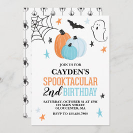 Invitación Halloween Spooktacular turquesa naranja Cumpleaños
