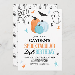 Invitación Halloween Spooktacular turquesa naranja Cumpleaños