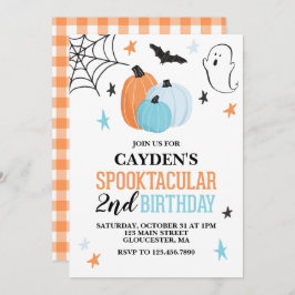 Invitación Halloween Spooktacular turquesa naranja Cumpleaños