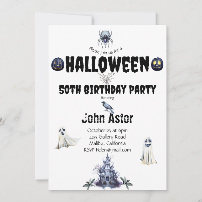 Invitación Halloween Spooky (Anverso)