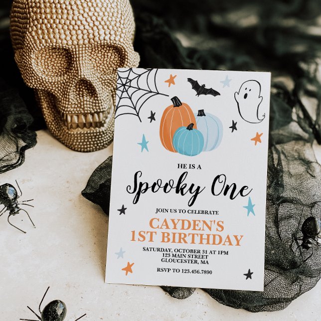 Invitación Halloween Spooky One Birthday Blue Pumpkins In (Subido por el creador)