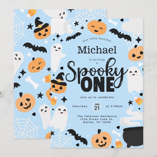 Invitación Halloween Spooky One Birthday Party (Anverso / Reverso)