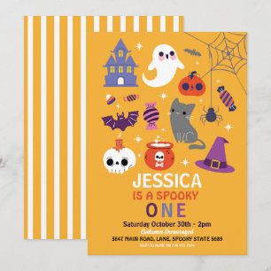 Invitación Halloween Spooky ONE Primer Fiesta de cumpleaños