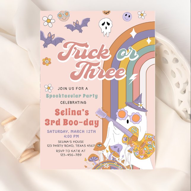 Invitación Halloween Spooky Pink Groovy Ghost Birday (Subido por el creador)
