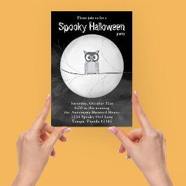 Invitación Halloween Spooky Scary Owl Whimsical Fiesta