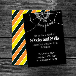 Invitación Halloween Spooky Scary Spider Web Whimsical