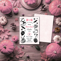 Halloween Spooky Simple Cinta Rosa Chica Cumpleaño