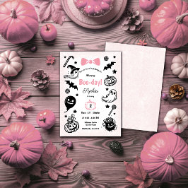 Invitación Halloween Spooky Simple Cinta Rosa Chica Cumpleaño