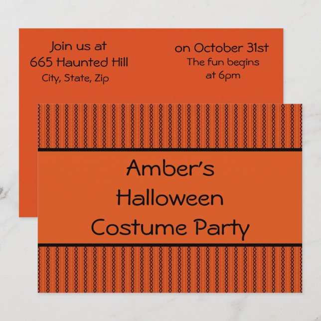 Invitación Halloween Stitches (Anverso / Reverso)