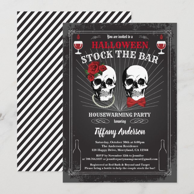 Invitación Halloween Stock El fiesta de la casa del bar (Anverso / Reverso)