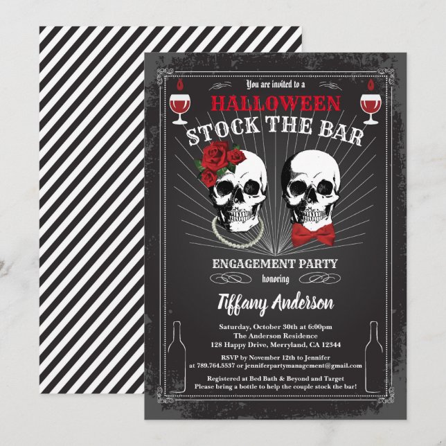 Invitación Halloween Stock La fiesta de compromiso del Bar (Anverso / Reverso)