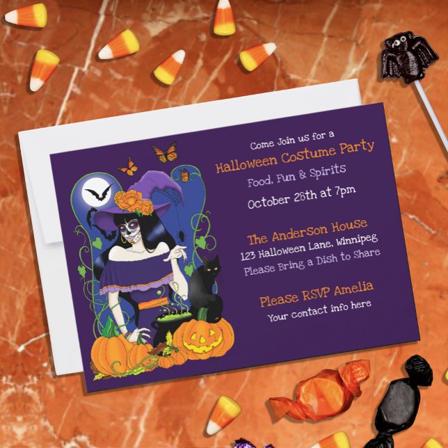 Invitación Halloween Sugar Skull Witch (Subido por el creador)