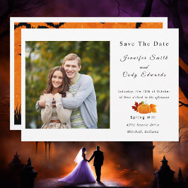 Invitación Halloween Tema Foto Boda Salvar La Fecha