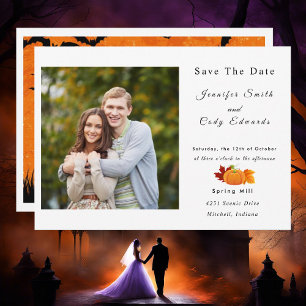 Invitación Halloween Tema Foto Boda Salvar La Fecha