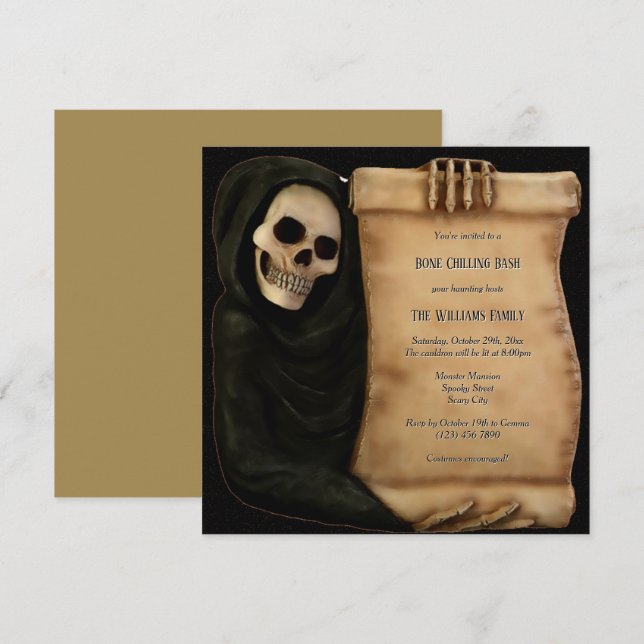 Invitación Halloween Terror (Anverso / Reverso)