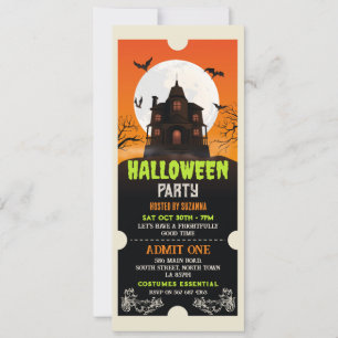 Invitación Halloween Ticket obsesionó al Fiesta de la casa co