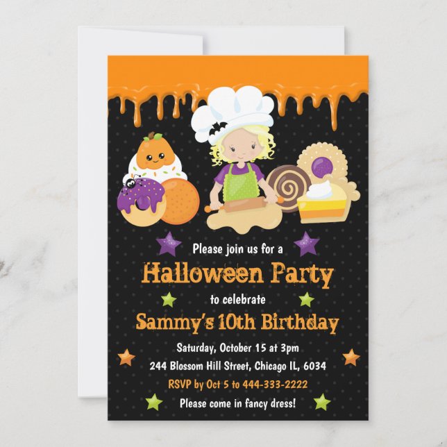 Invitación Halloween trata la fiesta de cumpleaños de última  (Anverso)