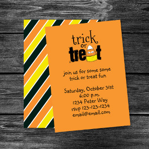 Invitación Halloween Trick de maíz dulce o truco divertido