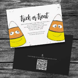 Invitación Halloween Trick O Trek Candy Corn Map QR Code