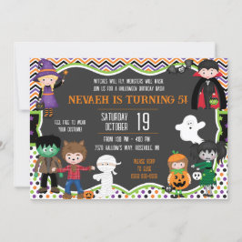 Invitación Halloween, truco o trato, fiesta temática de cumpl