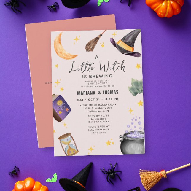 Invitación Halloween, un Chica que prepara brujas, Baby Showe (Subido por el creador)