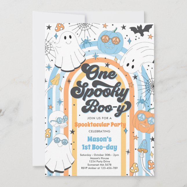 Invitación Halloween Un fantasma fantasma fantasmal primer cu (Anverso)