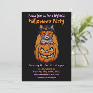Invitación Halloween, un gatito, lindo, divertido, espantoso,