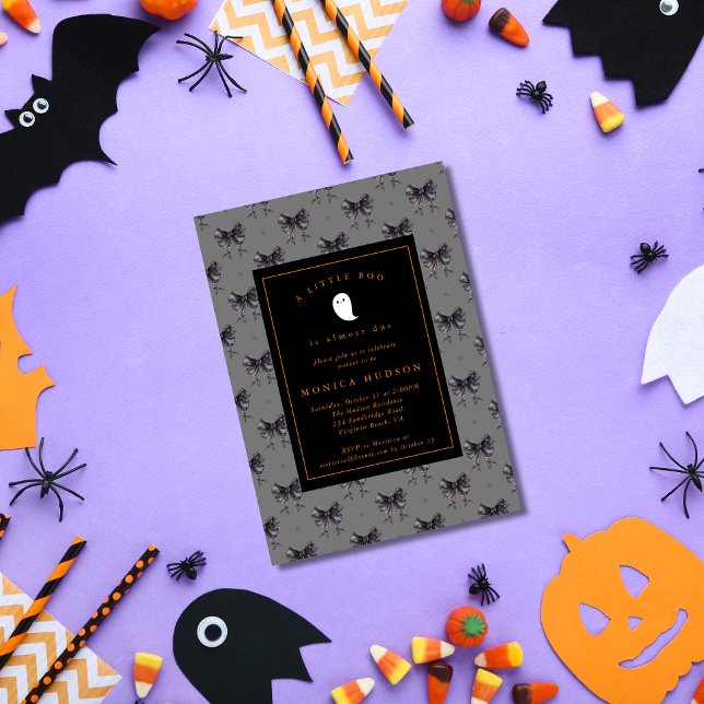 Invitación Halloween Un Pequeño Boo Coquette Baby Shower (A Little Boo is Almost Due! )
