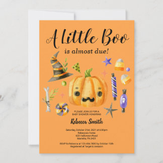 Invitación Halloween Un pequeño Naranja de Baby Shower de cal