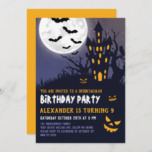Invitación Halloween, una casa embrujada, Fiesta de cumpleaño