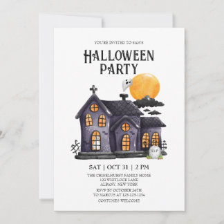 Invitación Halloween, una fiesta fantasmal fantasma en la cas