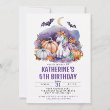 Halloween Unicorn Watercolor Birday Party