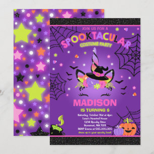 Invitación Halloween Unicornio cumpleaños invita a fiesta de