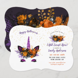Invitación Halloween Unicornio invita a cualquier evento