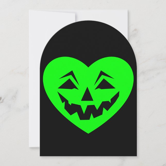 Invitación halloween verde ácido corazón gótico valentina esp (Anverso)