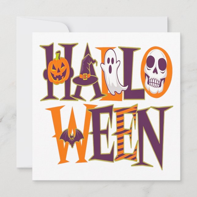 Invitación Halloween vibrant colorful (Anverso)