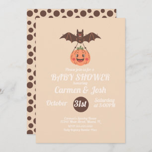 Invitación Halloween Vintage Bat Retro Baby Shower