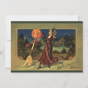 Invitación Halloween vintage, bella mujer bailarina