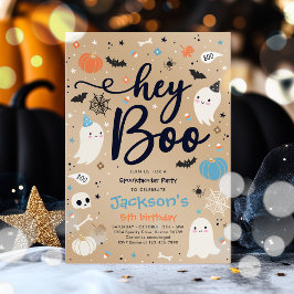 Invitación Halloween Vintage Blue Ghost Birday Spooktacular