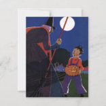 Invitación Halloween Vintage, Bruja Espeluznante con Niño