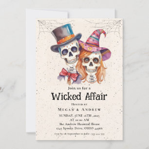 Invitación Halloween Vintage Gothic Skull Invito a la Bruja