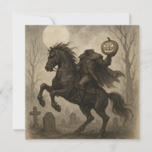 Invitación Halloween vintage/gótico de jinetes sin cabeza/oto