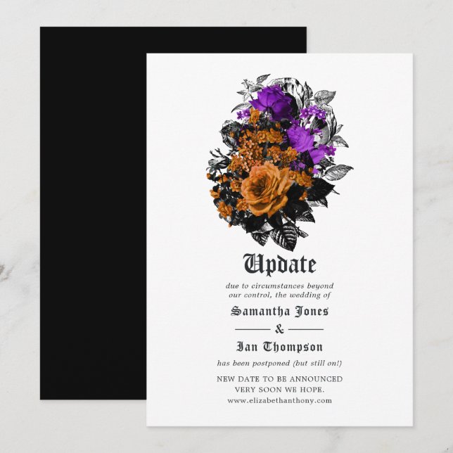 Invitación Halloween Vintage Shabby Floral Boda Actualización (Anverso / Reverso)