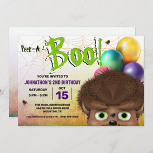 Invitación Halloween Werewolf Peek A Boo