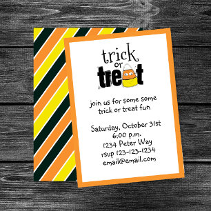 Invitación Halloween Whimsical Candy Corn Trick O Trek