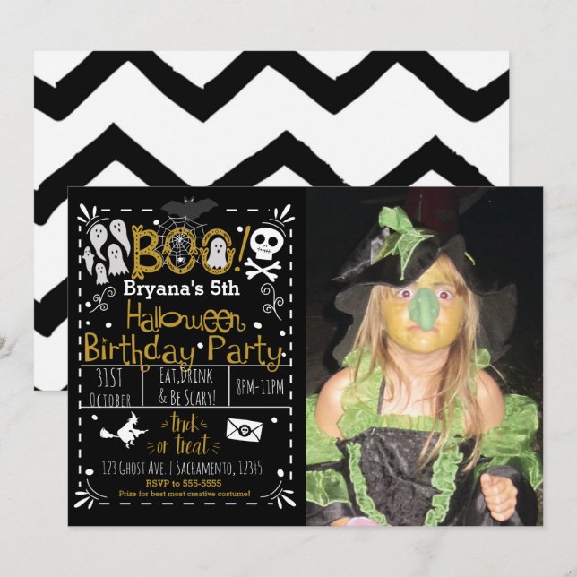 Invitación Halloween Whimsical Moderno Fotos de la fiesta de  (Anverso / Reverso)