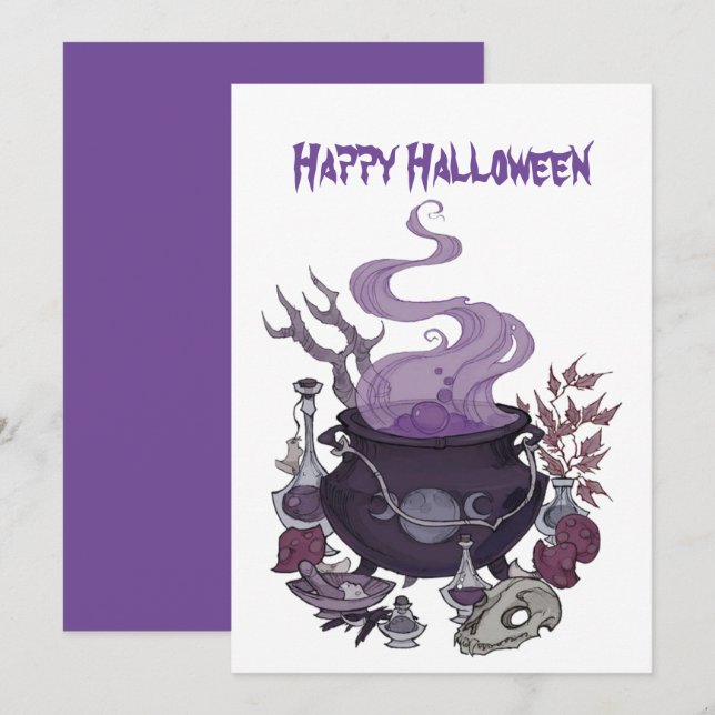 Invitación Halloween Witch Brew (Anverso / Reverso)