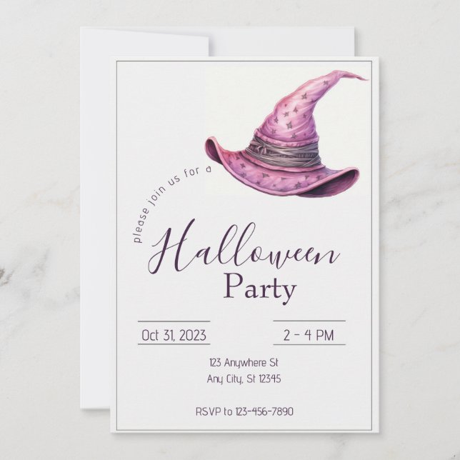 Invitación Halloween Wites Gorra Pink (Anverso)